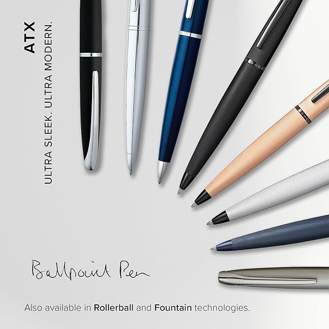 Cross ATX Refillable Ballpoint Pen Presented in a Luxury Gift Box - Medium Point, Black Ink, Pure Chrome