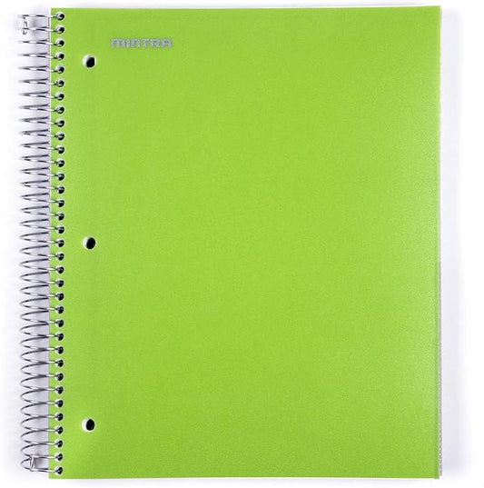 Mintra Office Durable Spiral Notebooks, 5 Subject (Green, Wide Ruled 1pk)