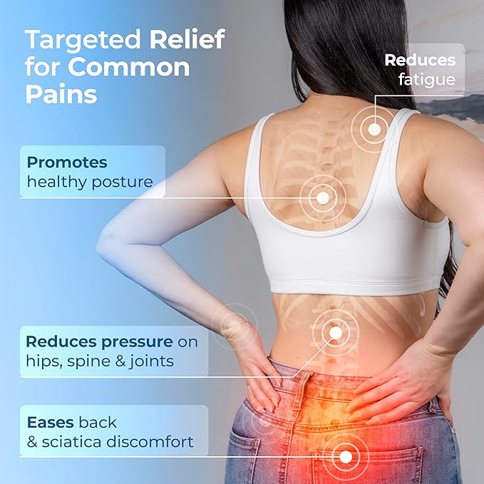 LuminaRest® Gel Enhanced Seat Cushion for Long Sitting – CertiPUR-US® Certified Memory Foam – Tailbone Pain Relief Cushion, Adaptable for Office, Car, Airplane & Wheelchair – (Blue)