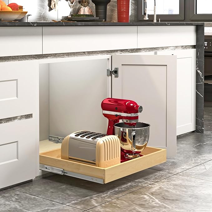 ALINE FURNITURE Pull Out Drawers for Cabinets Birch Wood, 21" W X 21" D Soft Close Slide Out Drawer for Kitchen Cabinets, Pull-out Shelves, Sliding Shelf for Pantry Cabinet Organizer