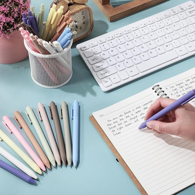 Crtiin 50 Pcs Gel Ink Pens Bulk Black Ink, Smooth Writing Cute Colorful Pens for Back to School First Day of School Teacher Student Server Office Supplies Staff Party Favor Gifts (Pastel Colors)