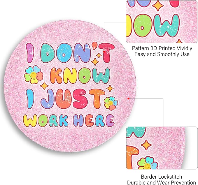 Funny Cute Mouse Pad, Round Mouse Pads for Desk, Small Mini Travel Mousepad with Non-Slip Rubber Base for Work Wireless Computer Laptop, Office Desk Accessories, 8.6 x 8.6 inch