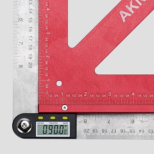 Precision Triangle Square 18inch, Metric & Imperial Scale Framing Square for Precise 90 and 45-Degree Measurement, Aluminum Alloy Architect Ruler for Carpenter