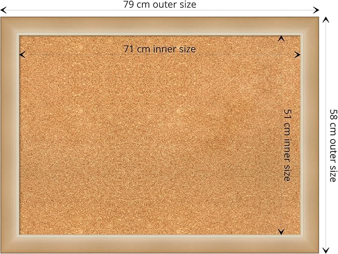 Amanti Art Natural Cork Board for Wall, 23x31 Vision Board with Gold Frame, Medium Corkboard Office Decor for Home Organization, Modern Corkboard Pinboard to Display Items for Home Organization in