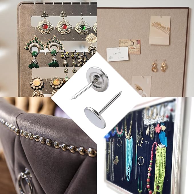 100Pcs Flat Head Upholstery Tacks Home Furniture Decor Tack Upholstery Nails Flat Push Pins Flat Thumb Tacks Silver (19mmx22mm)