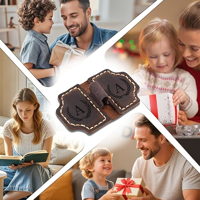 Personalized Magnetic Leather Bookmark with Pen Holder - 26 Letters Custom Book Mark with Name Initial Engraved Book Marker for Readers, Book Lovers, Travelers - Gift for Women & Men(Light Brown，R