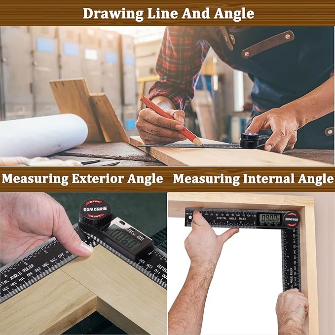 Digital Angle Finder Protractor, Angle Finder Ruler with 7inch/200mm, Angle Measuring Tool for Woodworking/Carpenter/Construction/DIY Measurement(2 Batteries Included) (Enhanced ABS)