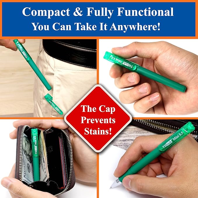 THINK2MASTER [24 Pens - Green Ink Think2 0.5mm Pocketable Mini Gel Pens. (24 Green) Fine Point Small Rollerball Pens with Smooth Quick Drying Ink.