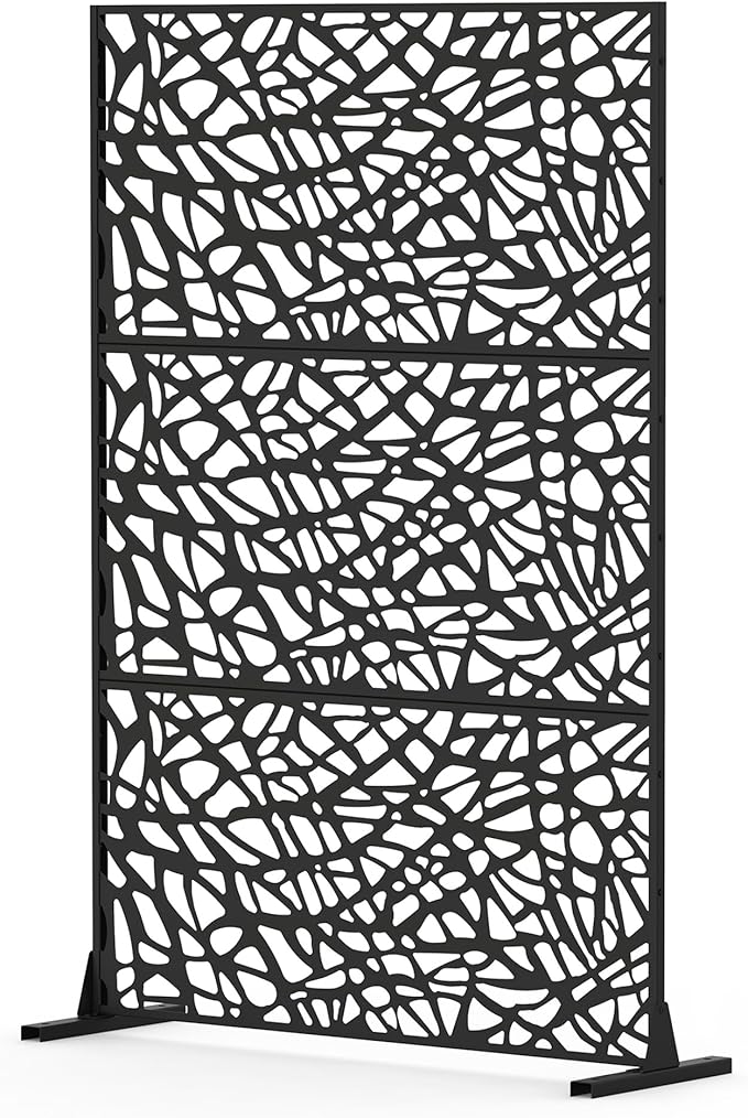 NicBex Room Divider 1 Panel Room Dividers with Mesh Shape Design Partition Room Dividers and Metal Privacy Screens Wall Divider for Outdoor, Room Separation,48.31" W x 15.75" D x 70.75" H, Black