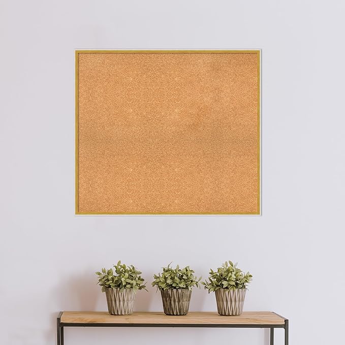 Amanti Art Natural Cork Board for Wall, 33x37 Vision Board with White Frame, X-Large Corkboard Office Decor for Home Organization, Modern Corkboard Pinboard to Display Items for Home Organization in