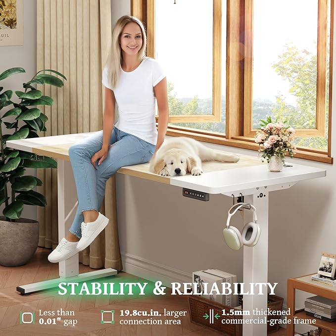 SIAGO Electric Standing Desk Adjustable - 55 x 24 Inch Sit Stand up Desk with Cable Management - 3 Memory Preset Adjustable Height Table