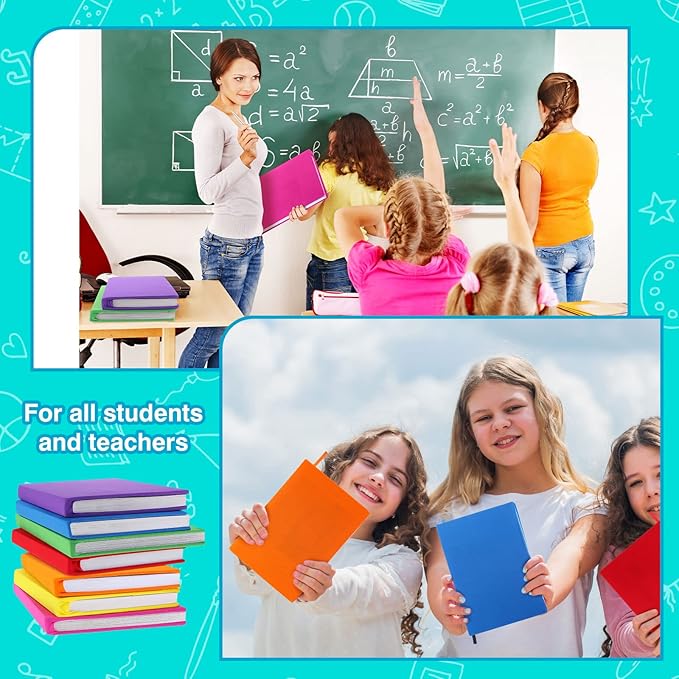 Sherr 14 Pack Stretchable Book Covers Reusable Jumbo Bookcloth 9" x 11" Durable Washable Back to School Book Cover Protector for Most Hardcover Books Textbooks(Bright,Classic)