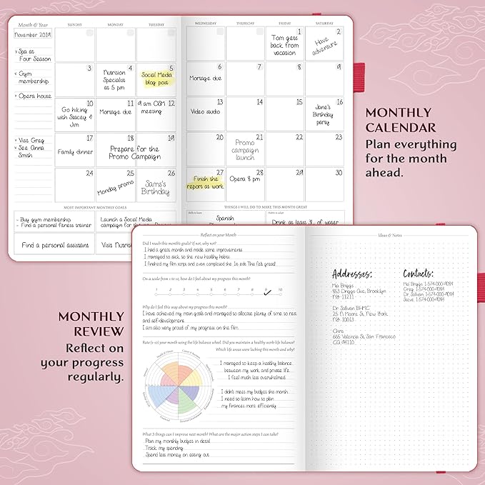 Legend Planner PRO – Deluxe Weekly & Monthly Life Planner to Increase Productivity and Hit Your Goals. Time Management Organizer Notebook – Undated – 7 x 10" Hardcover + Stickers – Hot Pink