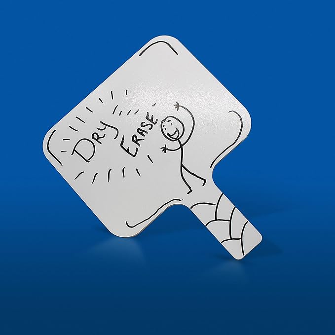 Flipside Products Rectangular Dry Erase Answer Paddles, Auction, Handheld Whiteboard, Handle Response Board, Classroom Dry Erase, Pack of 12