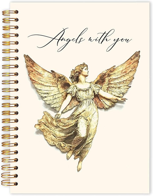 Qabliqo Angel Christian Spiral Notebooks, Faith Based Gifts Journals for Writing, Religious Christian Journal for Women, Prayer Journal, Angels with You Notebook for Note Taking, 5.5x8.3 Inch