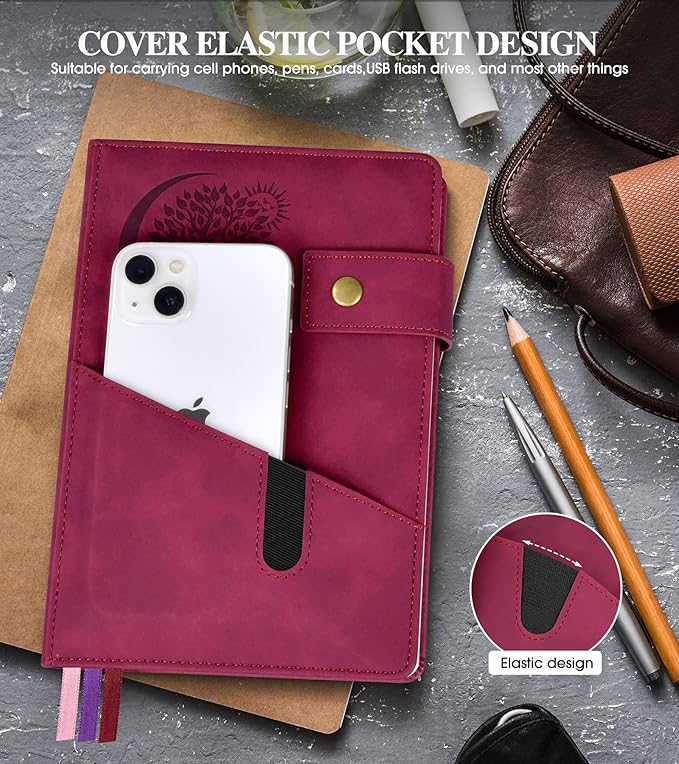 Lined Journal Notebook for Men, A5 Leather Journals for Writing Women, Hardcover Notebooks for Work,School,Note Taking,Travel,Business,Personal daily Diary,200 Page College Ruled (5.9" x 8.4")