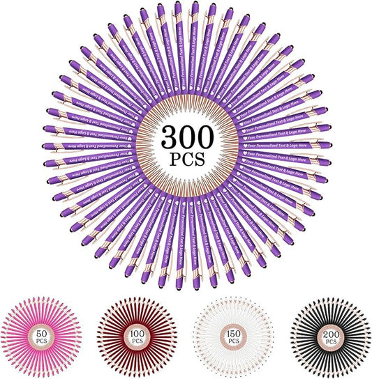STREADVE 300 Personalized Custom Pens Engraved Writing Pen with Name Logo, Customized Promotional Items Stylus Pen Gifts for Women Realtor Birthday Wedding Business, Purple