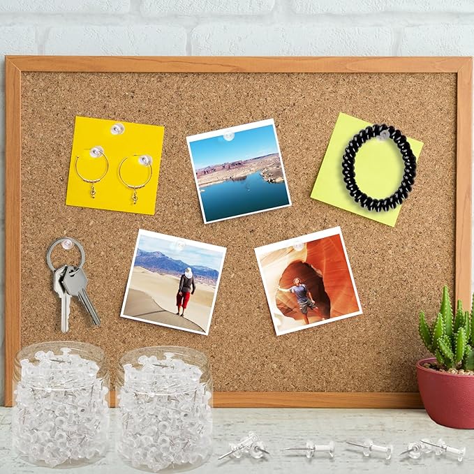 2400 Pcs Clear Push Pins Standard Thumb Tacks with Steel Point and Plastic Head PushPins thumbtacks for Wall, Cork Board, and Bulletin Board
