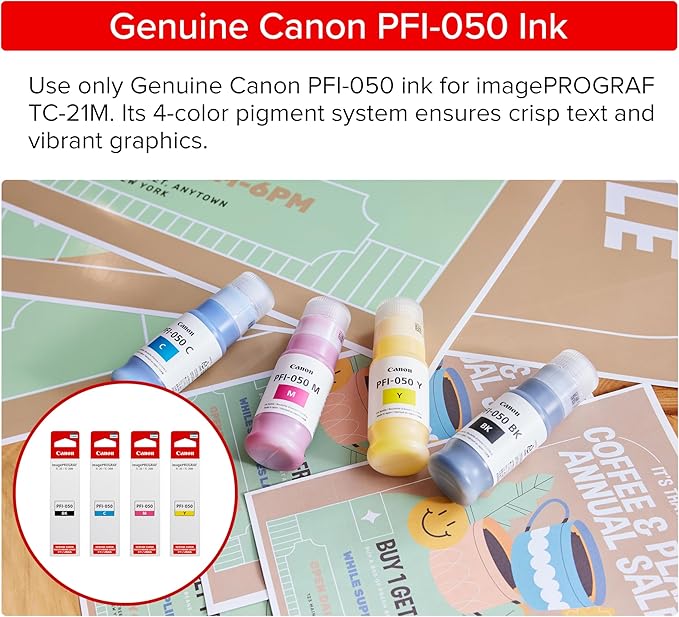 Canon imagePROGRAF TC-21M – Multifunction Printer| 24" Large Format Poster & Plotter Printer - Automatic Roll & Cut Sheet Paper Feeder, USB, Wi-Fi, LAN,White