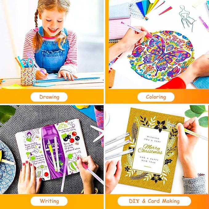 Soucolor 120 Pack Aesthetic Pastel Gel Pens, Japanese Stationery Cute Art Supplies for Kids, Teens & Beginner Artists, Gift Set for Girls, Women, Birthday & School Sketching Supplies