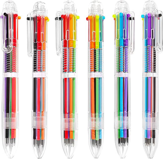 30 PCS 6-in-1 Multicolor Ballpoint Pens 0.5mm Party Favors 6 Colors Retractable Multicolor Pen for Office School Supplies Kids Students Children Birthday Party Favors Gifts Fun Pens (30)