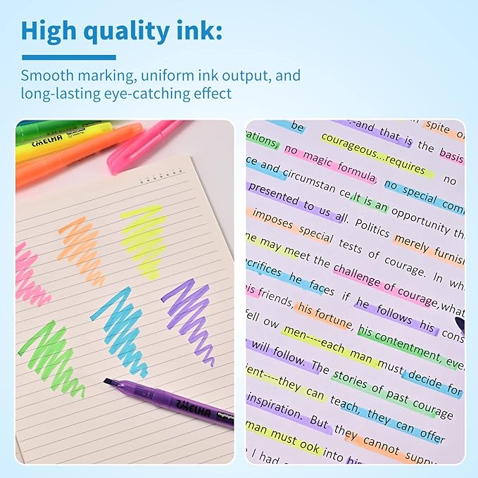 SMELHA Highlighters - 100 Pack Assorted Colors, 6 Colors Bulk, Chisel Tip, Quick Dry, Suitable for Offices, Schools, Home