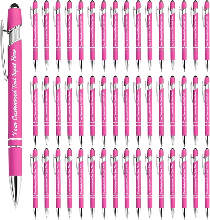 Personalized Ballpoint Pen 48pcs, Custom Pens Free Engraved Bulk with Name Logo, Soft Black Ink Stylus with Touch Metal Office, Gift for Anniversaries, Graduations, Birthdays