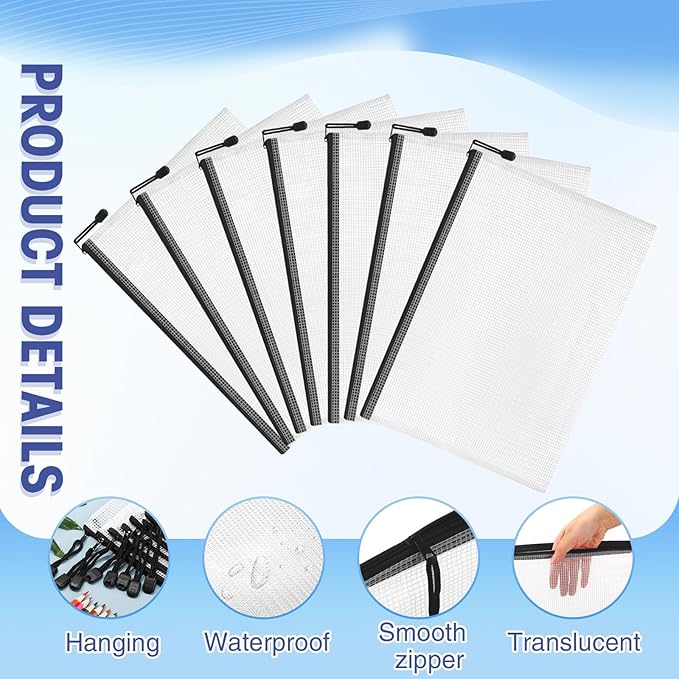 Jetec 32 Pcs Mesh Zipper Bags Toy Storage Bikini Organizer Bag Bolsas Para Guardar Trajes De Baño Waterproof Zipper Reusable Pouch Puzzle Multipurpose for Storage Office(Black,13 x 9.5 Inch)