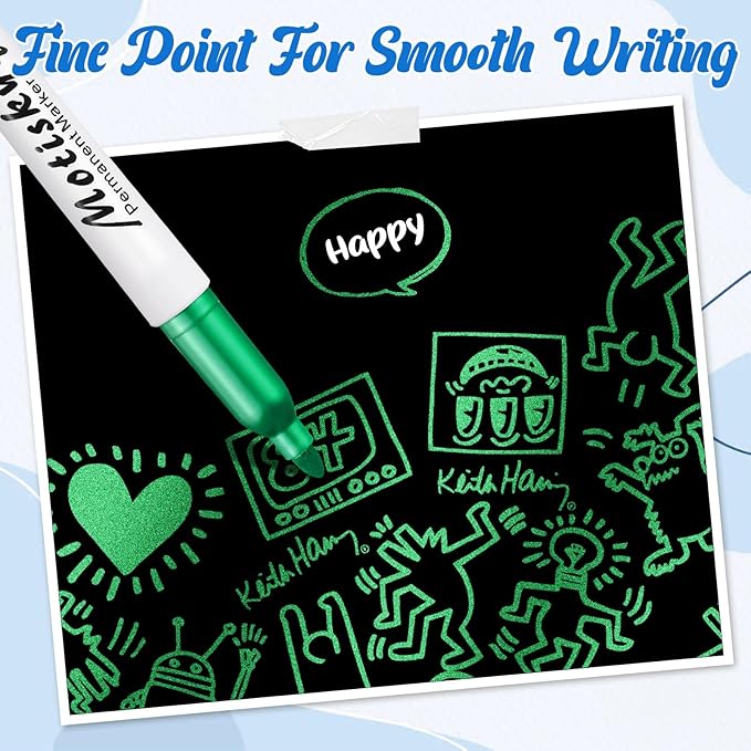 48 Pcs Metallic Permanent Markers Bulk Metallic Marker Pens Medium Tip Quick Dry Paint Pen for Classroom DIY Crafts Artist Illustration Gift Card Making(Colorful)