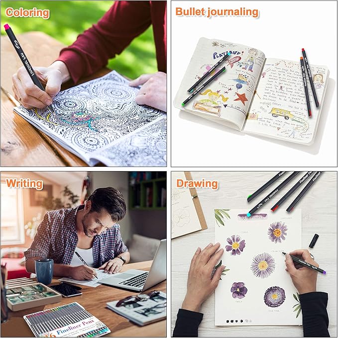 Vanstek 46 Pack Journal Planner Colored Pens, Fineliner Pens for Journaling, Writing Coloring Drawing, Note Taking, Calendar, Planner, Art Office School Gift Supplies