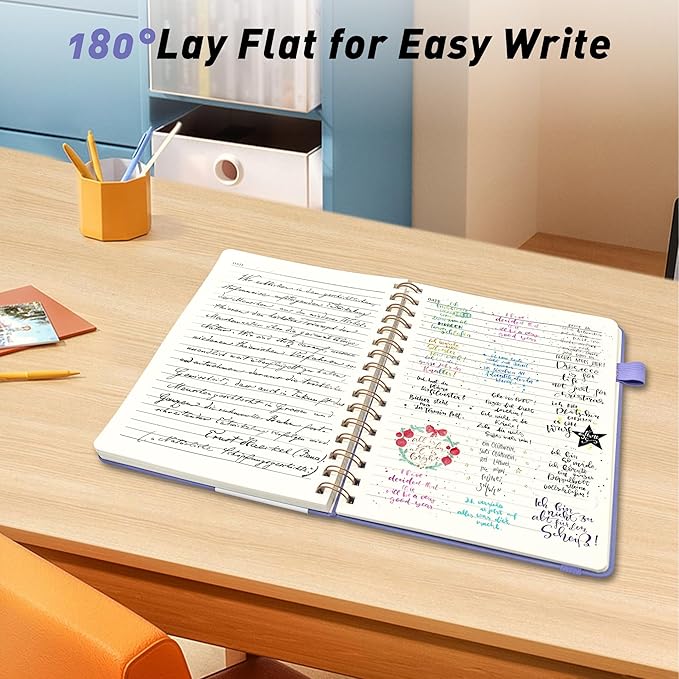 Lined Spiral Journal Notebook for Women & Men, College Ruled Hardcover Notebook for Work & Note Taking, Journals for Writing, 100 GSM, Business, School, 140 Pages, A5(5.8"x8.5") - Purple