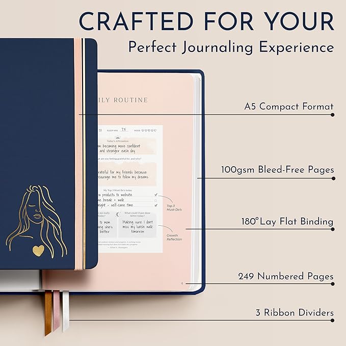 RYVE Daily Journal for Women: 6-Month Guided Gratitude Journal for Women with Prompts - Affirmation, Gratitude, Mindfulness, Self Help & Reflection, Gratitude Journal Notebook, Self Care Journal