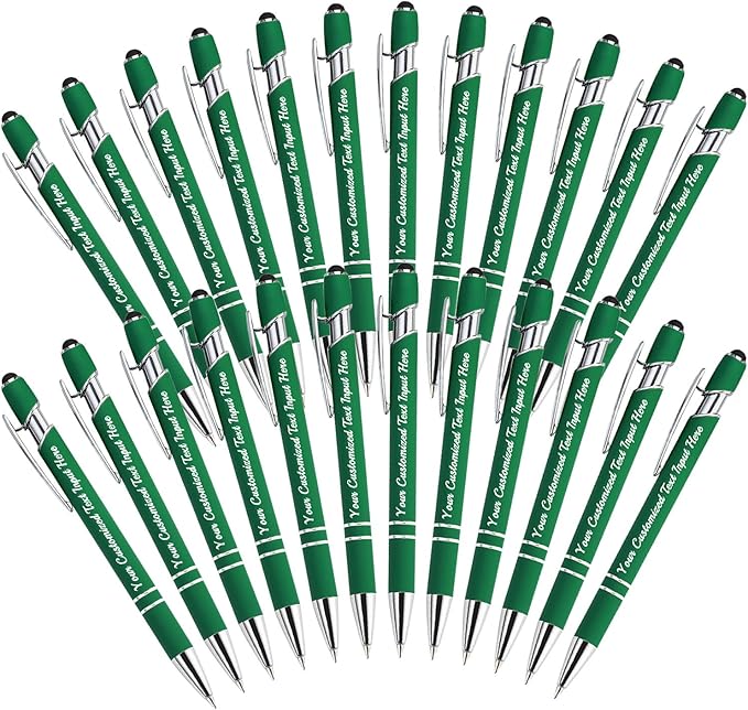 Personalized Ballpoint Pen 24pcs, Custom Pens Free Engraved Bulk with Name Logo, Soft Black Ink Stylus with Touch Metal Office, Gift for Anniversaries, Graduations, Birthdays