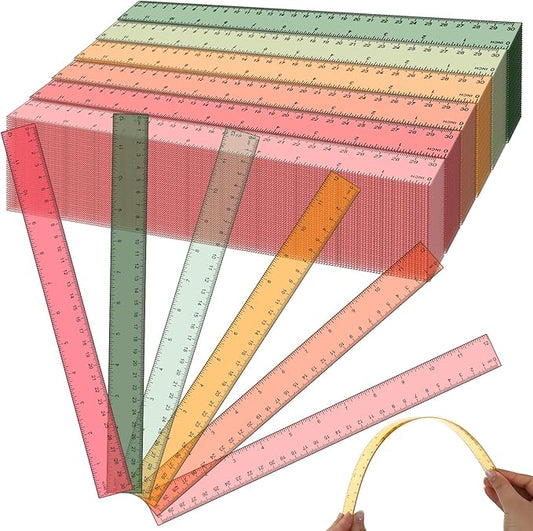 Panelee 306 Pcs 12 Inch Plastic Ruler Color Transparent Colorful Metric Clear Ruler with Inches and Centimeters for Kids School Home Classroom Office Back to School Gifts Supplies
