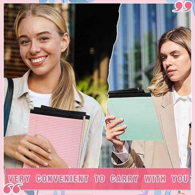 Fuutreo 8 Pcs 8.5'' x 11'' Colored Legal Pad Writing Pads Narrow Ruled 50 Sheets Per Notepad Perforated Writing Notepad Office Supplies for College Office Business (Macaron Color)