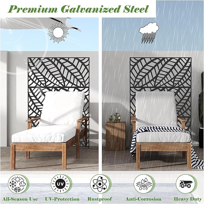 NicBex Room Divider 1 Panel Room Dividers with Leaf Pattern Design Partition Room Dividers and Metal Privacy Screens Wall Divider for Outdoor, Room Separation,48.31" W x 15.75" D x 70.75" H, Black