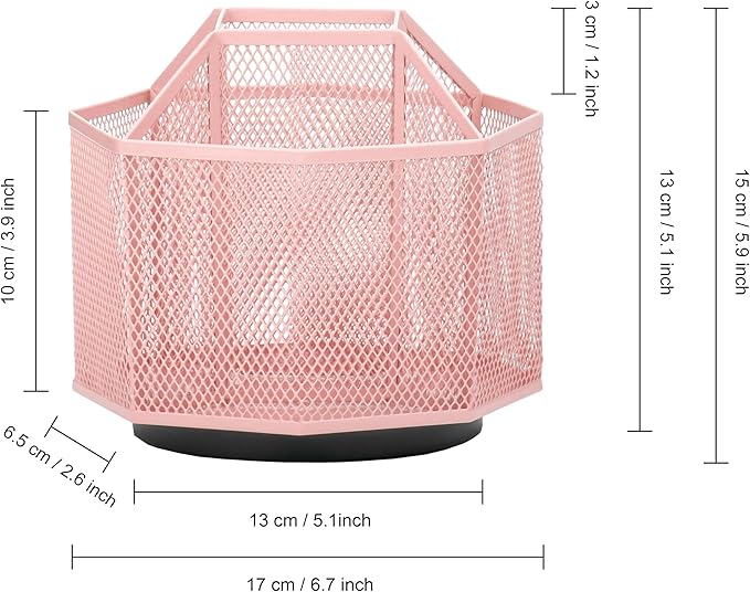 Exerz Desk Organiser/Mesh Desk Tidy Candy/Pen Holder/Multifunctional Organiser 360 Rotating