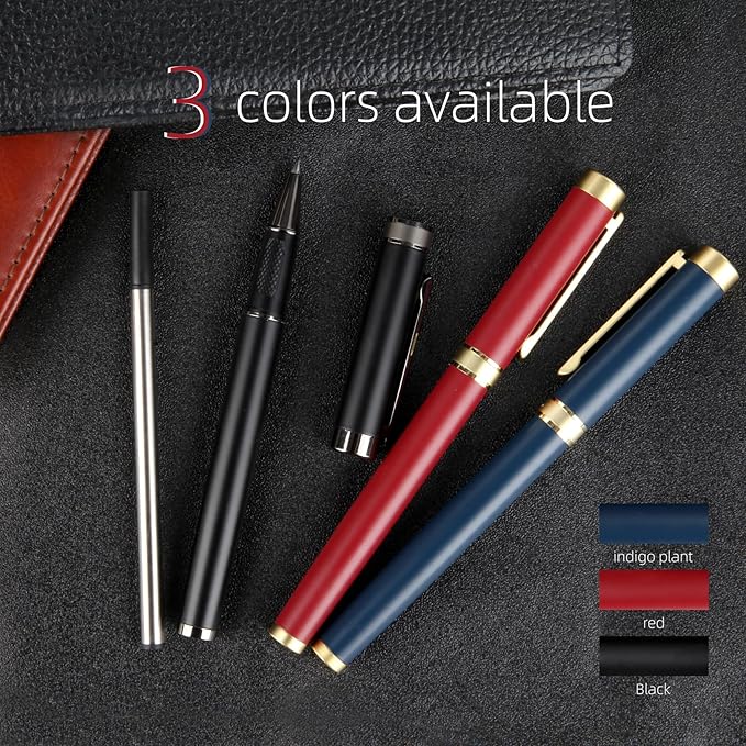 Stunning luxury pen fancy pens nice pens for men pure copper heavy feel Office Executive Pen Professional Smooth Writing Pens for journaling with Gift and 2 Refills(Blue)
