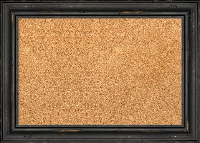 Amanti Art Natural Cork Board for Wall, 15x21 Vision Board with Black Wood Frame, Small Corkboard Office Decor for Home Organization, Country Rustic Corkboard Pinboard to Display Items for Home
