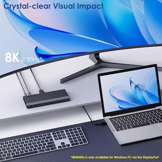WAVLINK USB C Docking Station Dual Monitor Triple Display USB Type C to Dual HDMI Dock, 2 HDMI, DisplayPort, 100W PD3.0 for Laptop, Ethernet, 4 USB 3.0, 2 USB C, Audio