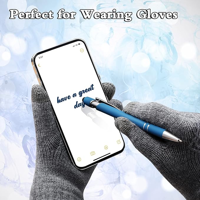 Tenare 12 Pieces 2 in 1 Stylus Metal Ballpoint Pen with Stylus Tip, 1.0 mm Black Ink Ballpoint Pen for Touch Screens(Blue-green)