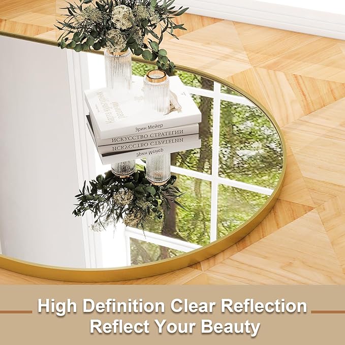 HARRITPURE 28" x 71" Full Length Mirror - Aluminum Alloy Frame Full Body Mirror - Gold Extra Large Floor Mirrors for Bedroom, Living Room, Bathroom