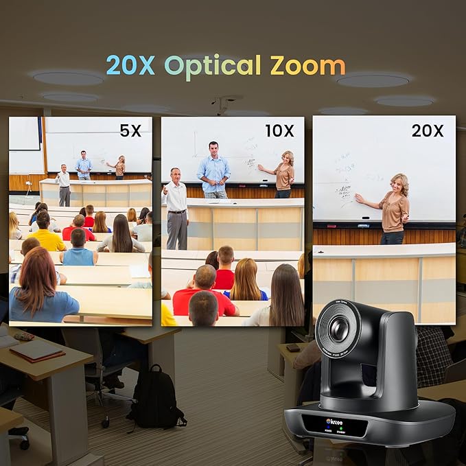 PTZ Camera 20X Optical Zoom Conference Room USB3.0 HDMI 1080P 60FPS Wide Angle for Video Conference Meeting Church Live Streaming Education Works with Zoom Webex OBS YouTube