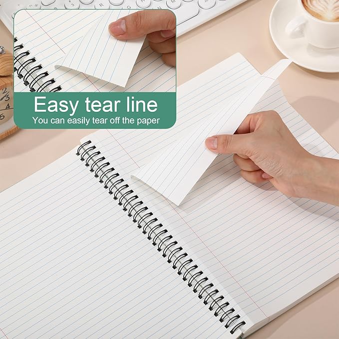 Glenmal 6 Pcs Spiral Notebook for Work A4 8.5 x 11'' College Ruled Spiral Journal Notebook Kraft Cover Ruled Paper, 120 Sheets 240 Pages for Office Study Supplies(Bohemian Colors)