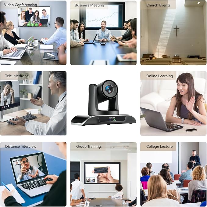 Tenveo 20X Optical Zoom PTZ Conference Room Camera, USB3.0/HDMI FHD 1080P 60FPS, for Video Conferencing Business Meeting Live Streaming Church Services Worship Events Education Zoom Teams OBS