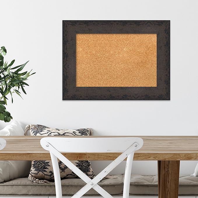 Amanti Art Natural Cork Board for Wall, 17x23 Vision Board with Black Wood Frame, Small Corkboard Office Decor for Home Organization, Modern Corkboard Pinboard to Display Items for Home Organization