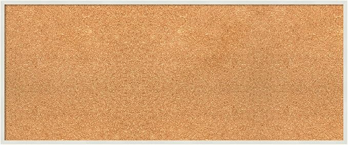 Amanti Art Natural Cork Board for Wall, 15x35 Vision Board with White Frame, Medium Corkboard Office Decor for Home Organization, Modern Corkboard Pinboard to Display Items for Home Organization in