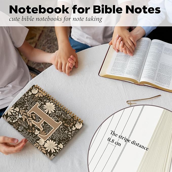 Initial F Personalized Journal Notebook, Boho Floral Journaling Notebooks for Women Girls, Costom Monogrammed Gifts for Women Mom Girls Friends, Letter Spiral Notebook, 5.5x8.3