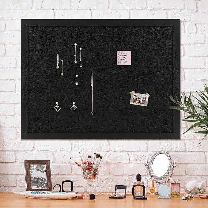 TORASO Cork Board Bulletin Board, 36" X 48" Cork Boards for Walls with Pins, Eye Bolts, gaskets, Screws, Pin Board for Office, School and Home (BK,90x120cm,2p)