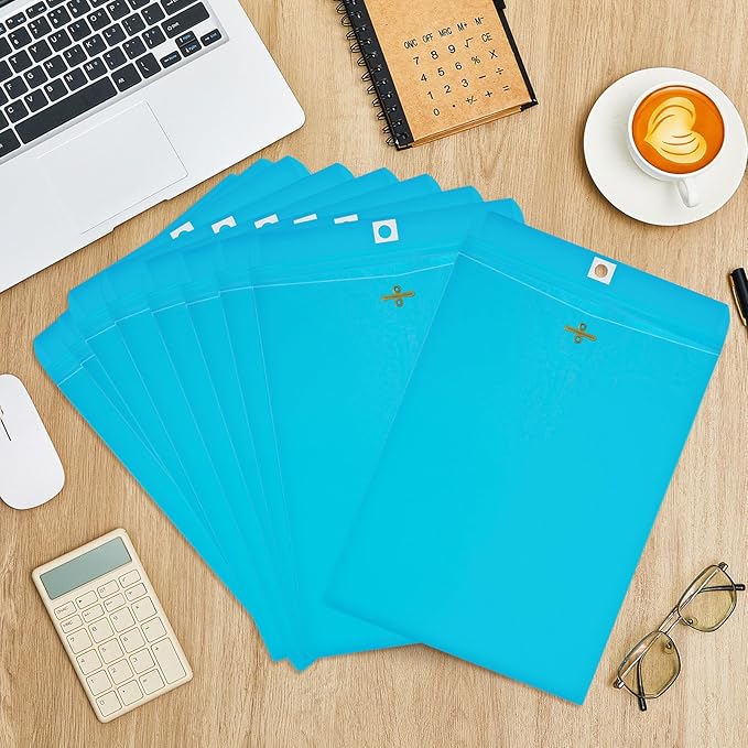 Geyee 100 Pcs Clasp Manilla Envelopes 6 x 9 Inch Gummed Colored Envelopes for Storing or Mailing for Home Office Business Supplies(Blue)